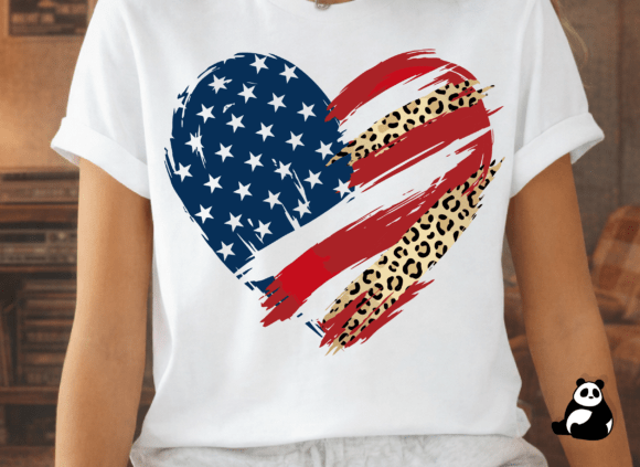 4th of July Heart PNG: USA Flag Heart Design