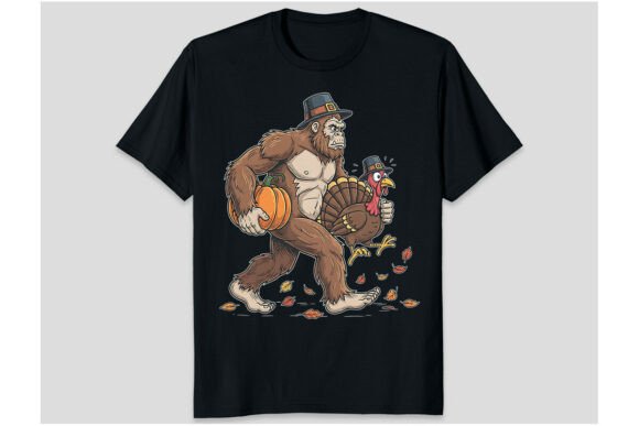 Bigfoot Pilgrim Turkey Thanksgiving PNG: A Fun, Festive Design Asset