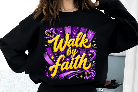Bold Faith Christian PNG: Walk by Faith Design for Apparel