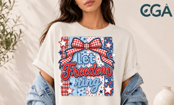 Celebrate American Pride with Freedom Ring Patriotic Summer Bow Png