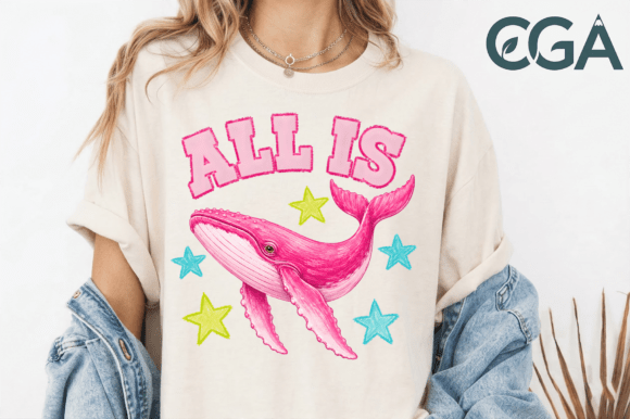 Embracing Positivity: The All is Well Pink Whale Retro Png