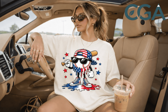 Patriotic Baseball Bleach Drip PNG: A Home Run for Summer Designs