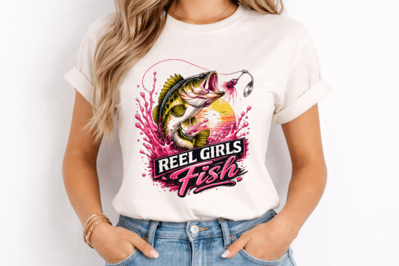 Reel Girls Fish T-Shirt PNG: Bold Design for Outdoor Brands