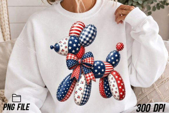 Unleash Creativity with Patriotic Patchwork Balloon Dog PNG
